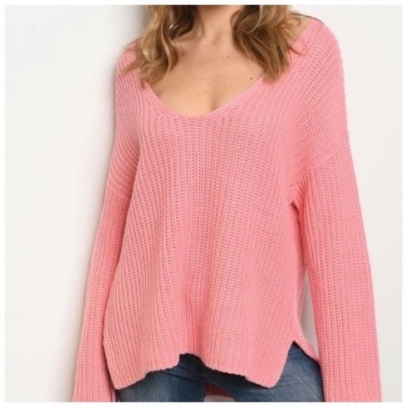 Sweaters - PINK FALL KNIT SWEATER